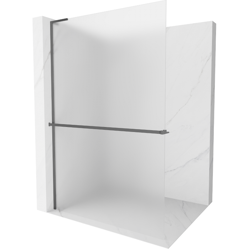 Mexen Kioto+ L Duschwand mit Ablage Walk-in 120 x 200 cm, matt, gun metal - 800-120-123-95-30