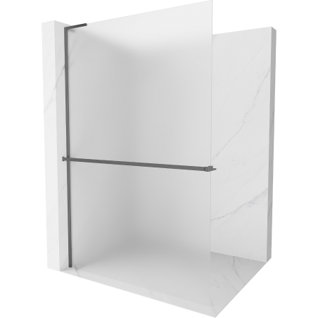 Mexen Kioto+ L Duschwand mit Ablage Walk-in 120 x 200 cm, matt, gun metal - 800-120-123-95-30
