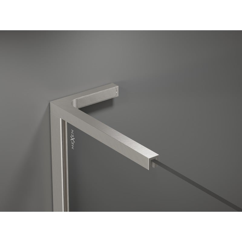 Mexen Kioto+ L Duschwand mit Ablage Walk-in 90 x 200 cm, transparent/matt, gebürsteter Nickel - 800-090-123-97-35