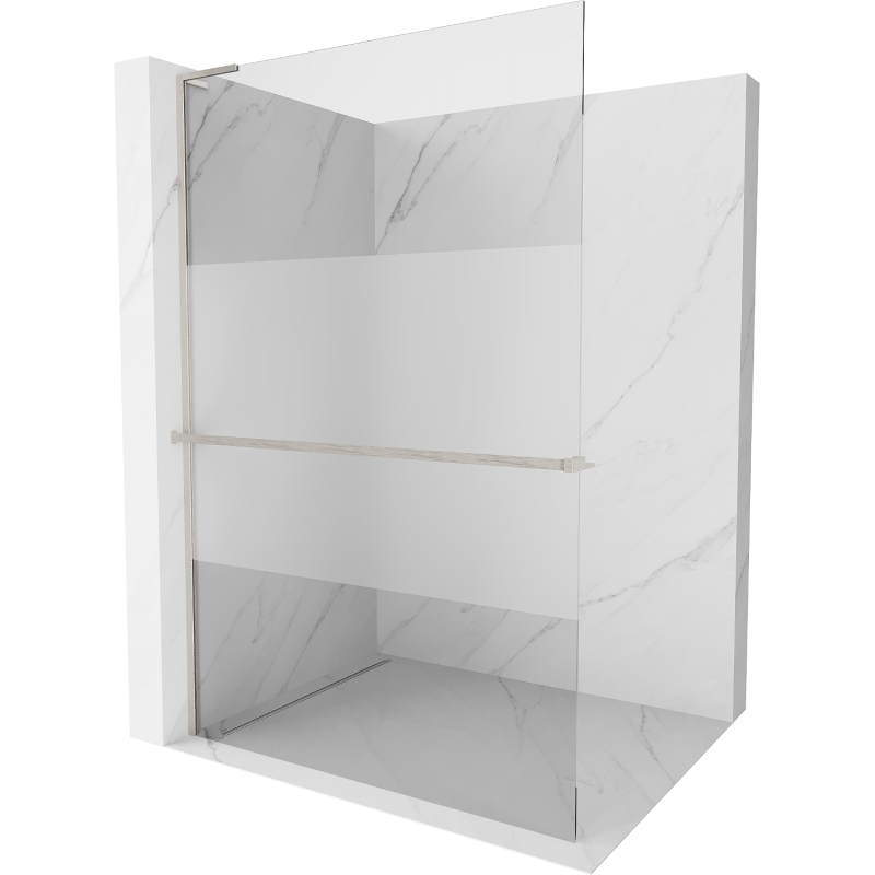 Mexen Kioto+ L Duschwand mit Ablage Walk-in 90 x 200 cm, transparent/matt, gebürsteter Nickel - 800-090-123-97-35