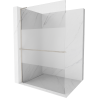 Mexen Kioto+ L Duschwand mit Ablage Walk-in 90 x 200 cm, transparent/matt, gebürsteter Nickel - 800-090-123-97-35