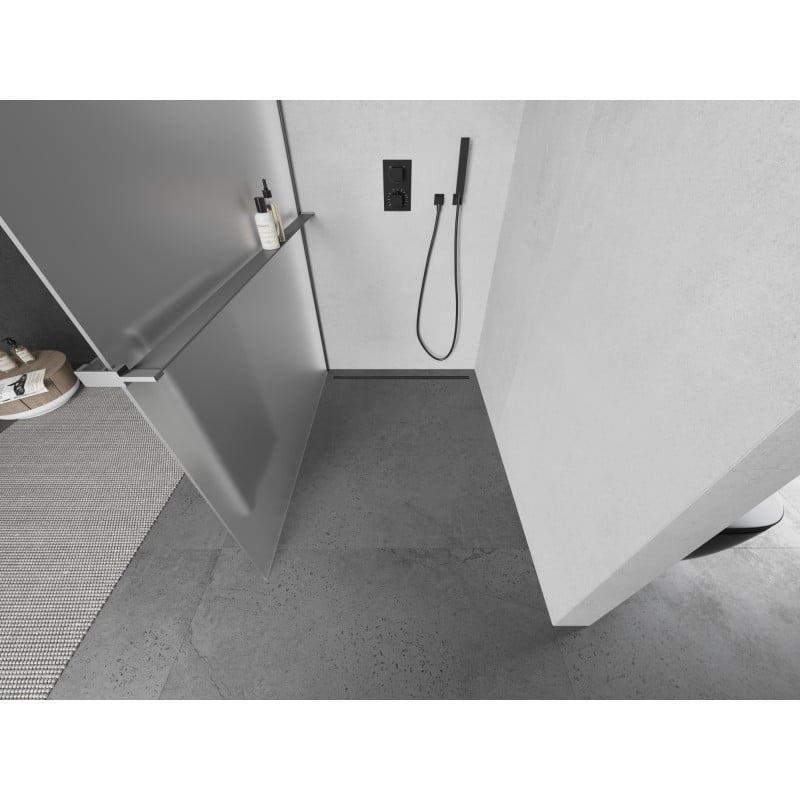 Mexen Kioto+ L Duschwand mit Regal Walk-in 80 x 200 cm, satiniert, Gun Metal - 800-080-123-95-30