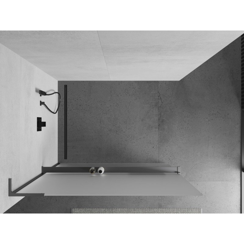 Mexen Kioto+ L Duschwand mit Regal Walk-in 70 x 200 cm, Matt, Gun Metal - 800-070-123-95-30