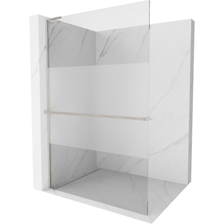 Mexen Kioto+ L Duschwand mit Regal Walk-in 120 x 200 cm, transparent/Matt, gebürsteter Nickel - 800-120-123-97-35