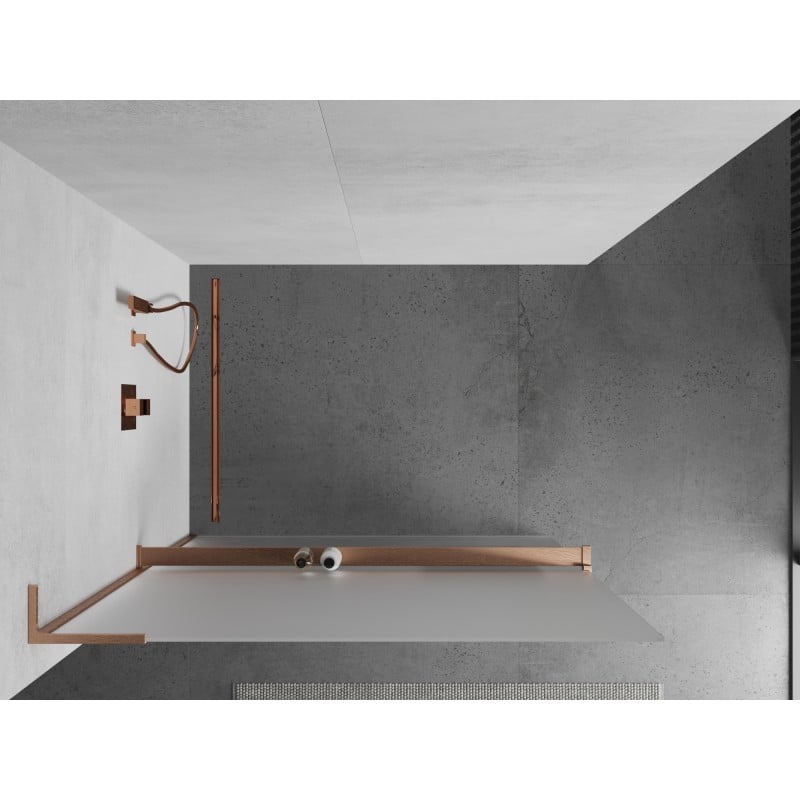 Mexen Kioto+ L Duschwand mit Regal Walk-in 120 x 200 cm, mattiert, gebürstetes Kupfer - 800-120-123-65-30