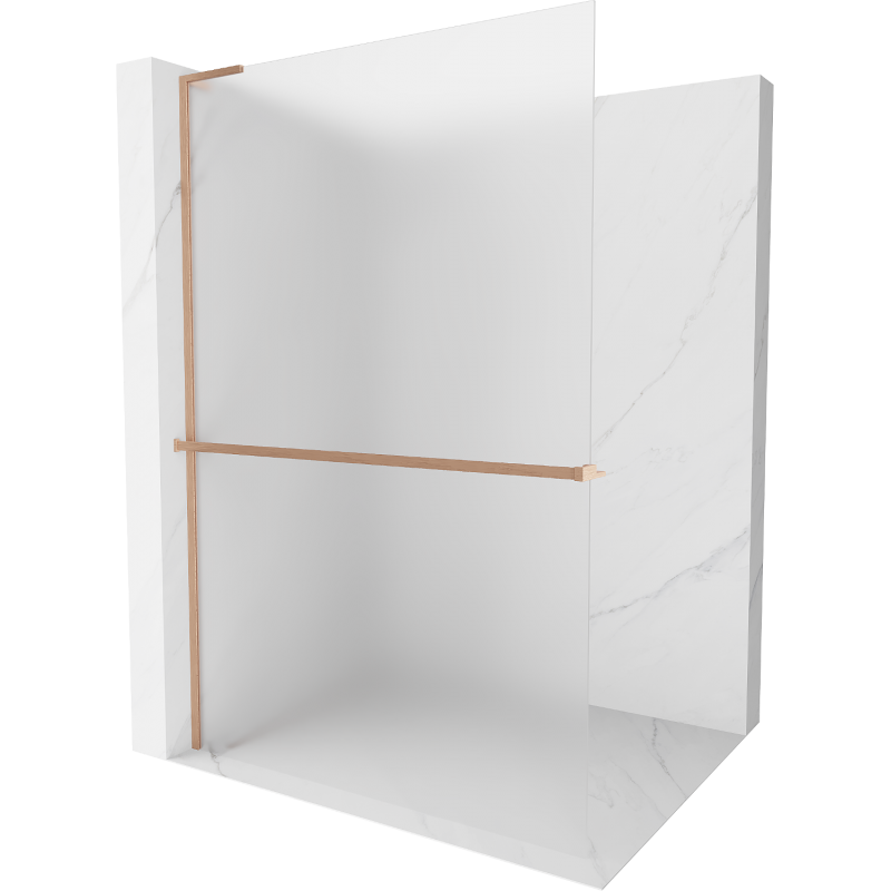 Mexen Kioto+ L Duschwand mit Ablage Walk-in 110 x 200 cm, Frost, gebürstetes Kupfer - 800-110-123-65-30
