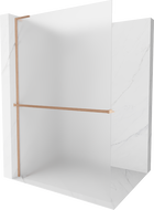 Mexen Kioto+ L Duschwand mit Regal Walk-in 100 x 200 cm, matt, gebürstetes Kupfer - 800-100-123-65-30