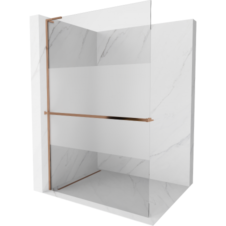 Mexen Kioto+ L Duschwand mit Ablage Walk-in 80 x 200 cm, transparent/Frost, Roségold - 800-080-123-60-35