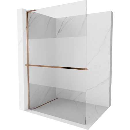 Mexen Kioto+ L Duschwand mit Ablage Walk-in 90 x 200 cm, transparent/matt, Roségold - 800-090-123-60-35