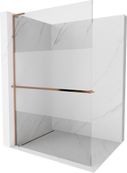Mexen Kioto+ L Duschwand mit Ablage Walk-in 90 x 200 cm, transparent/matt, Roségold - 800-090-123-60-35