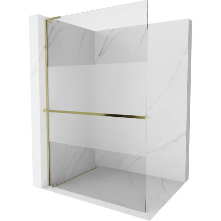 Mexen Kioto+ L Duschwand mit Regal Walk-in 70 x 200 cm, transparent/gefroren, gold - 800-070-123-50-35