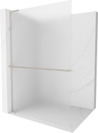 Mexen Kioto+ L Duschwand mit Ablage Walk-in 120 x 200 cm, Frost, gebürsteter Nickel - 800-120-123-97-30