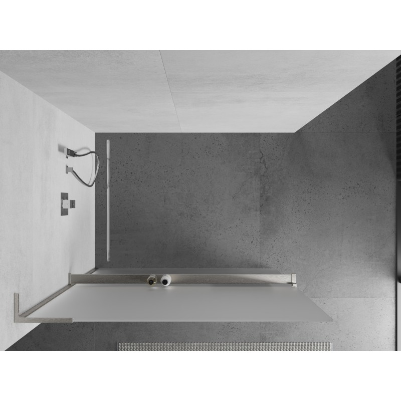 Mexen Kioto+ L Duschwand mit Ablage Walk-in 110 x 200 cm, satiniert, gebürsteter Nickel - 800-110-123-97-30