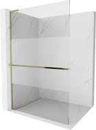 Mexen Kioto+ L Duschwand mit Regal Walk-in 110 x 200 cm, transparent/gefrostet, gold - 800-110-123-50-35
