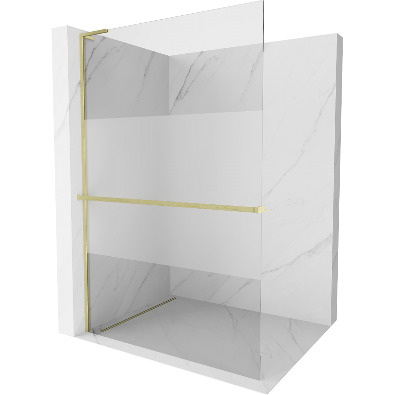 Mexen Kioto+ L Duschwand mit Ablage Walk-in 80 x 200 cm, transparent/matt, gebürstet gold - 800-080-123-55-35