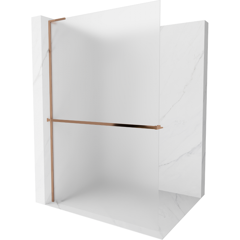 Mexen Kioto+ L Duschwand mit Regal Walk-in 100 x 200 cm, Milchglas, Roségold - 800-100-123-60-30