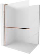 Mexen Kioto+ L Duschwand mit Ablage Walk-in 90 x 200 cm, Frost, Roségold - 800-090-123-60-30