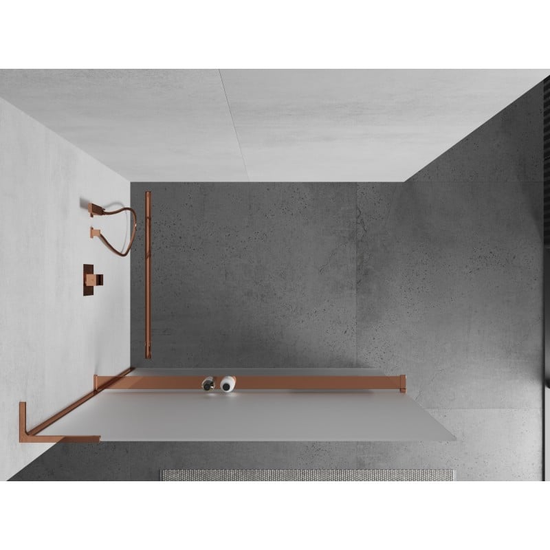 Mexen Kioto+ L Duschwand mit Regal Walk-in 80 x 200 cm, gefrostet, Roségold - 800-080-123-60-30
