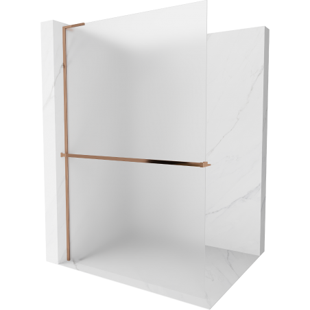 Mexen Kioto+ L Duschwand mit Regalkonsole Walk-in 80 x 200 cm, mattes Glas, roségold - 800-080-123-60-30