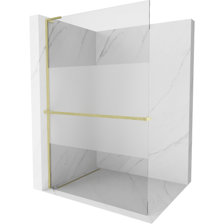 Mexen Kioto+ L Duschwand mit Ablage Walk-in 120 x 200 cm, transparent/matt, gold gebürstet - 800-120-123-55-35