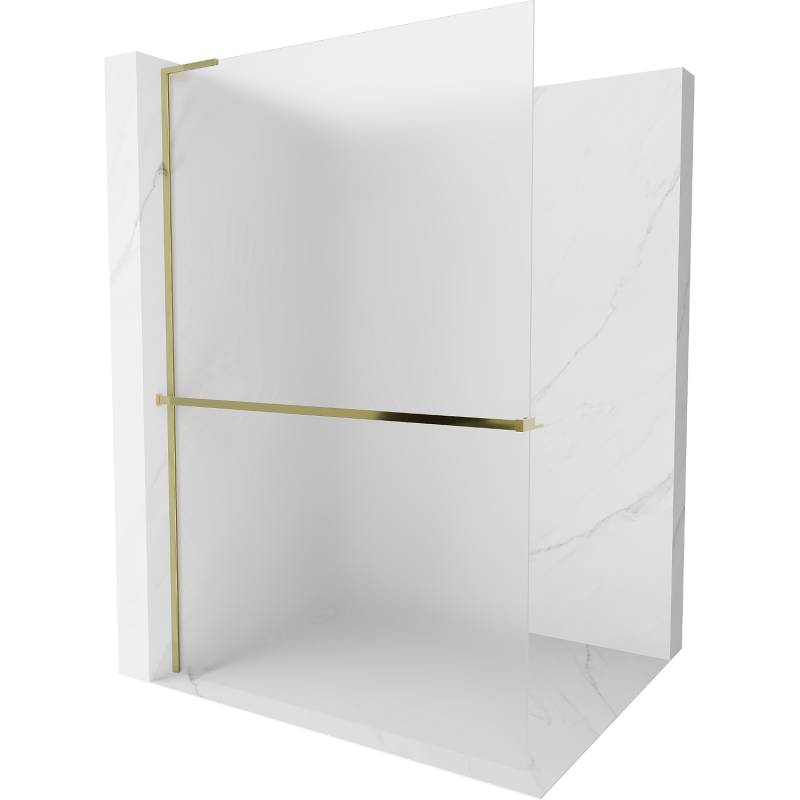 Mexen Kioto+ L Duschwand mit Regal Walk-in 100 x 200 cm, matt, gold - 800-100-123-50-30