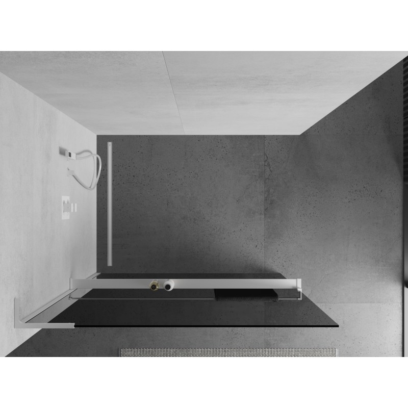 Mexen Kioto+ L Duschwand mit Regalböden Walk-in 70 x 200 cm, graphit, weiß - 800-070-123-20-40