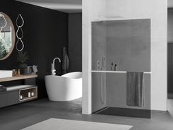 Mexen Kioto+ L Duschwand mit Ablage Walk-in 120 x 200 cm, Graphit, Weiß - 800-120-123-20-40