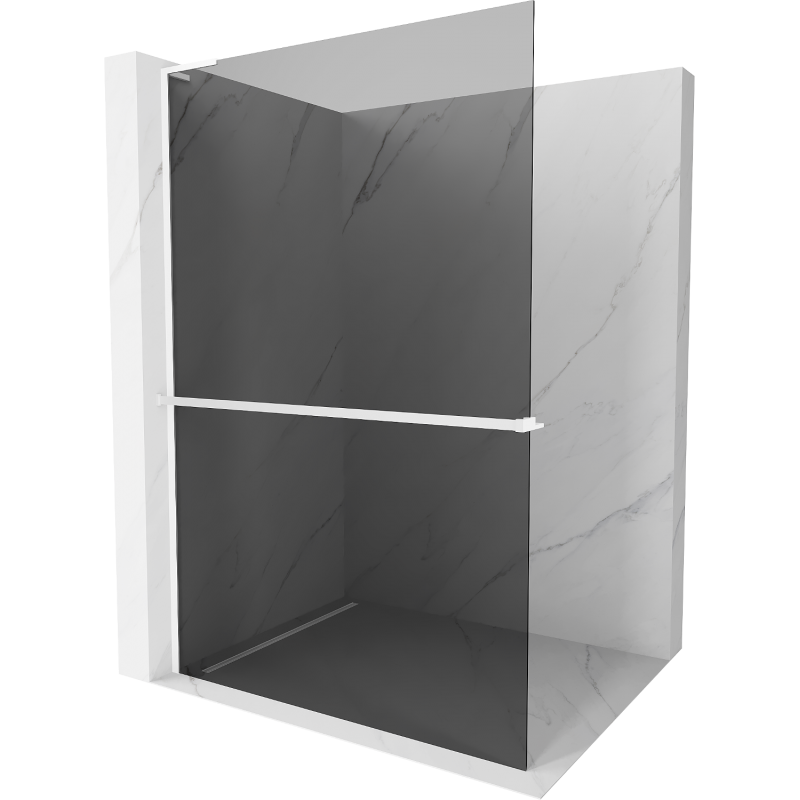 Mexen Kioto+ L Duschwand mit Ablage Walk-in 120 x 200 cm, Graphit, Weiß - 800-120-123-20-40