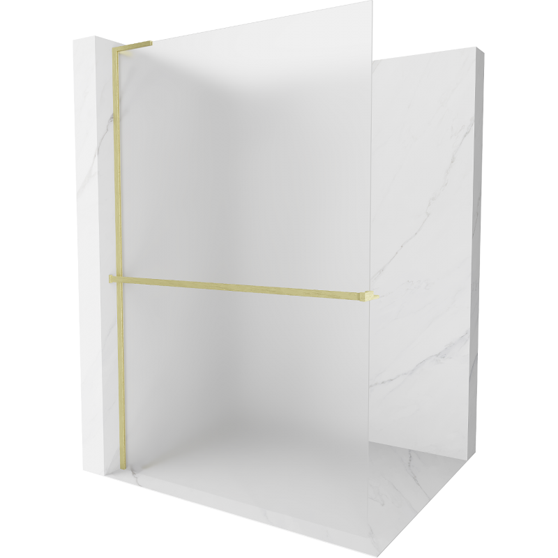 Mexen Kioto+ L Duschwand mit Ablage Walk-in 80 x 200 cm, mattiert, gebürstetes Gold - 800-080-123-55-30