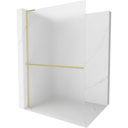 Mexen Kioto+ L Duschwand mit Ablage Walk-in 80 x 200 cm, mattiert, gebürstetes Gold - 800-080-123-55-30