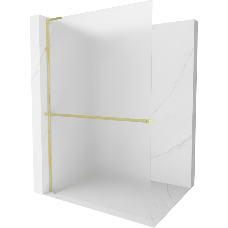 Mexen Kioto+ L Duschwand mit Regal Walk-in 90 x 200 cm, Frost, gebürstetes Gold - 800-090-123-55-30