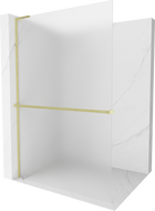Mexen Kioto+ L Duschabtrennung mit Ablage Walk-in 120 x 200 cm, Frost, gebürstetes Gold - 800-120-123-55-30