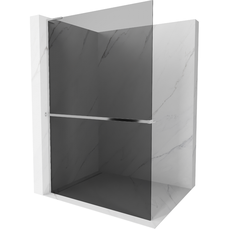 Mexen Kioto+ L Duschwand mit Regal Walk-in 90 x 200 cm, Graphit, Chrom - 800-090-123-01-40