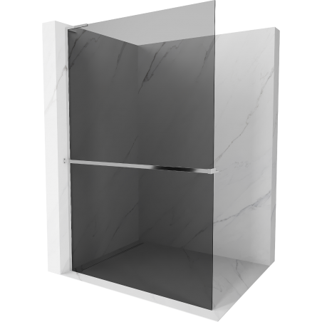Mexen Kioto+ L Duschwand mit Ablage Walk-in 100 x 200 cm, Graphit, Chrom - 800-100-123-01-40