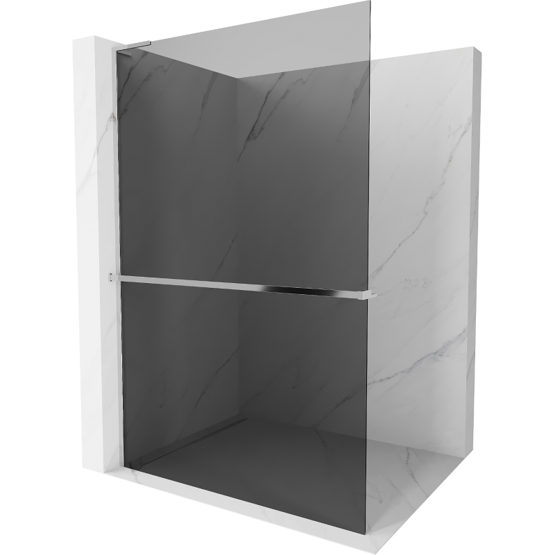 Mexen Kioto+ L Duschwand mit Regal Walk-in 110 x 200 cm, Graphit, Chrom - 800-110-123-01-40