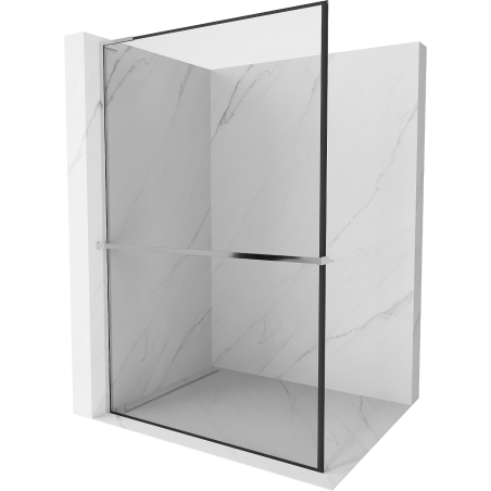 Mexen Kioto+ L Duschwand mit Regal Walk-in 70 x 200 cm, schwarzer Rahmen, Chrom - 800-070-123-01-70
