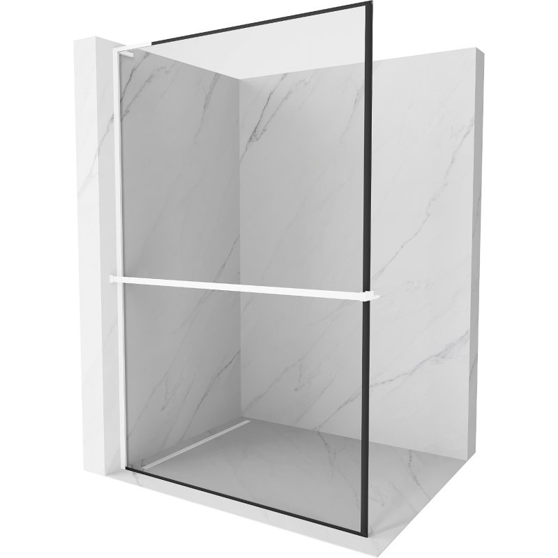 Mexen Kioto+ L Duschwand mit Ablage Walk-in 60 x 200 cm, schwarzer Rahmen, weiß - 800-060-123-20-70