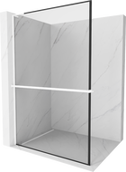 Mexen Kioto+ L Duschwand mit Ablage Walk-in 70 x 200 cm, schwarzer Rahmen, weiß - 800-070-123-20-70