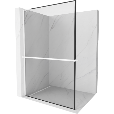 Mexen Kioto+ L Duschwand mit Ablage Walk-in 80 x 200 cm, schwarzer Rahmen, weiß - 800-080-123-20-70