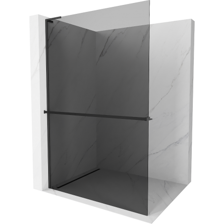 Mexen Kioto+ L Duschwand mit Regal Walk-in 100 x 200 cm, Graphit, Schwarz - 800-100-123-70-40