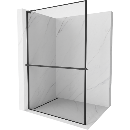 Mexen Kioto+ L Duschwand mit Ablage Walk-in 100 x 200 cm, schwarzer Rahmen, schwarz - 800-100-123-70-70