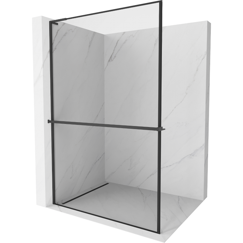 Mexen Kioto+ L Duschwand mit Ablage Walk-in 80 x 200 cm, schwarzer Rahmen, schwarz - 800-080-123-70-70