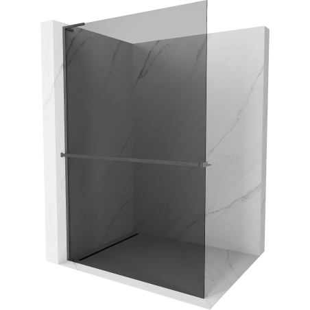 Mexen Kioto+ L Duschwand mit Regal Walk-in 80 x 200 cm, Graphit, gebürstetes Gun Gray - 800-080-123-66-40