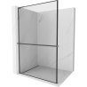 Mexen Kioto+ L Duschwand mit Regal Walk-in 90 x 200 cm, schwarzer Rahmen, gun gray gebürstet - 800-090-123-66-70