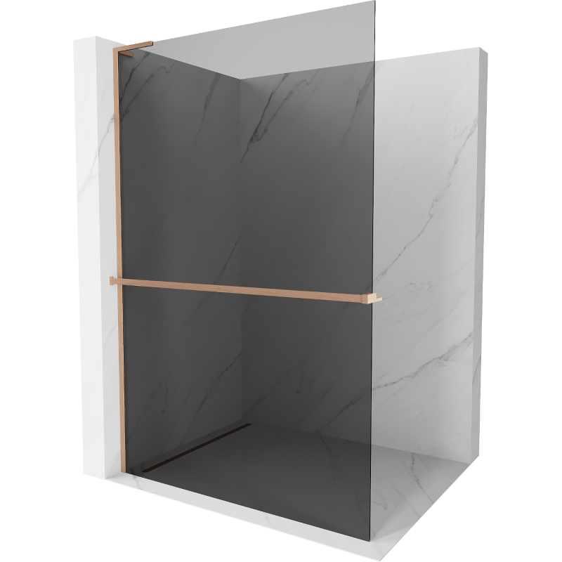 Mexen Kioto+ L Duschwand mit Regal Walk-in 80 x 200 cm, Graphit, gebürstetes Kupfer - 800-080-123-65-40