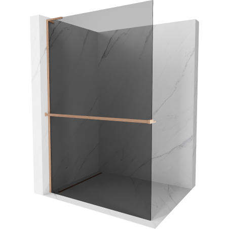 Mexen Kioto+ L Duschwand mit Regal Walk-in 90 x 200 cm, Grafit, gebürstetes Kupfer - 800-090-123-65-40