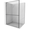 Mexen Kioto+ L Duschwand mit Ablage Walk-in 100 x 200 cm, schwarzer Rahmen, Gun Metal - 800-100-123-95-70