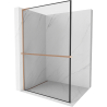 Mexen Kioto+ L Duschwand mit Regal Walk-in 60 x 200 cm, schwarzer Rahmen, gebürstetes Kupfer - 800-060-123-65-70