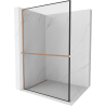Mexen Kioto+ L Duschwand mit Regal Walk-in 80 x 200 cm, schwarzer Rahmen, gebürstetes Kupfer - 800-080-123-65-70