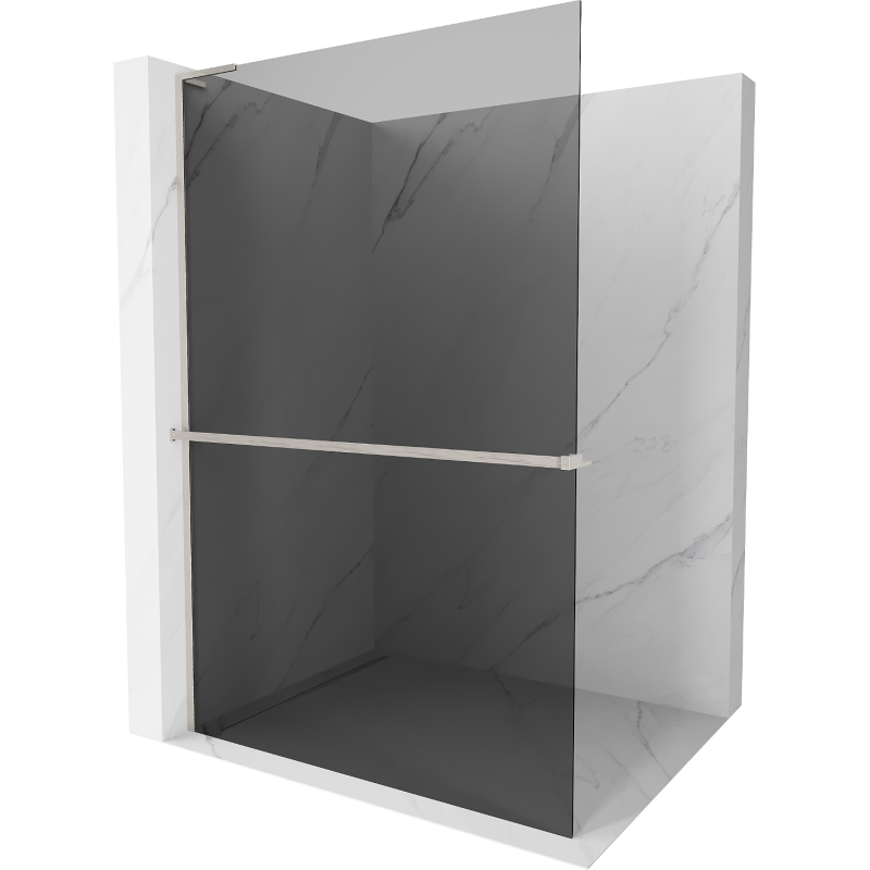 Mexen Kioto+ L Duschwand mit Regal Walk-in 70 x 200 cm, Graphit, gebürsteter Nickel - 800-070-123-97-40